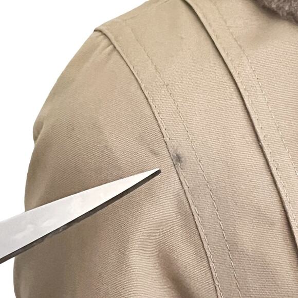 VTG LONDON FOG Faux Fur Lined Belted Hooded Trench Coat in Khaki SZ 10P - Picture 8 of 13